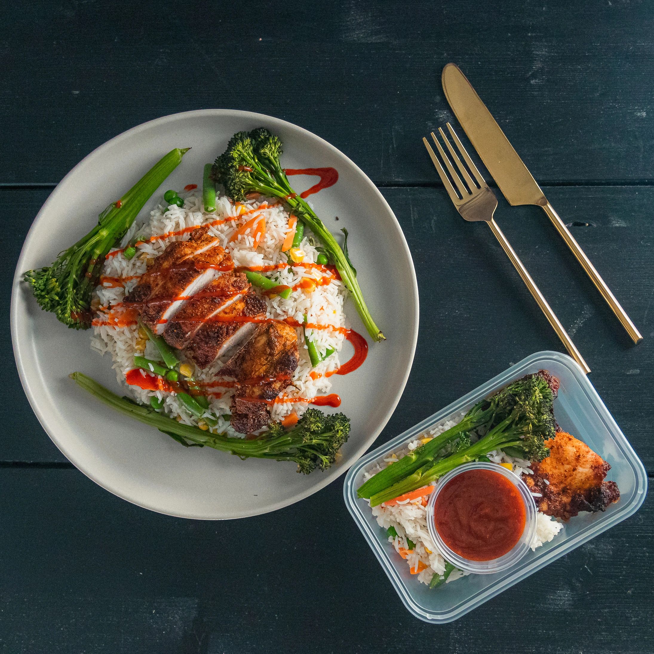 Asian duck rice meal prep
