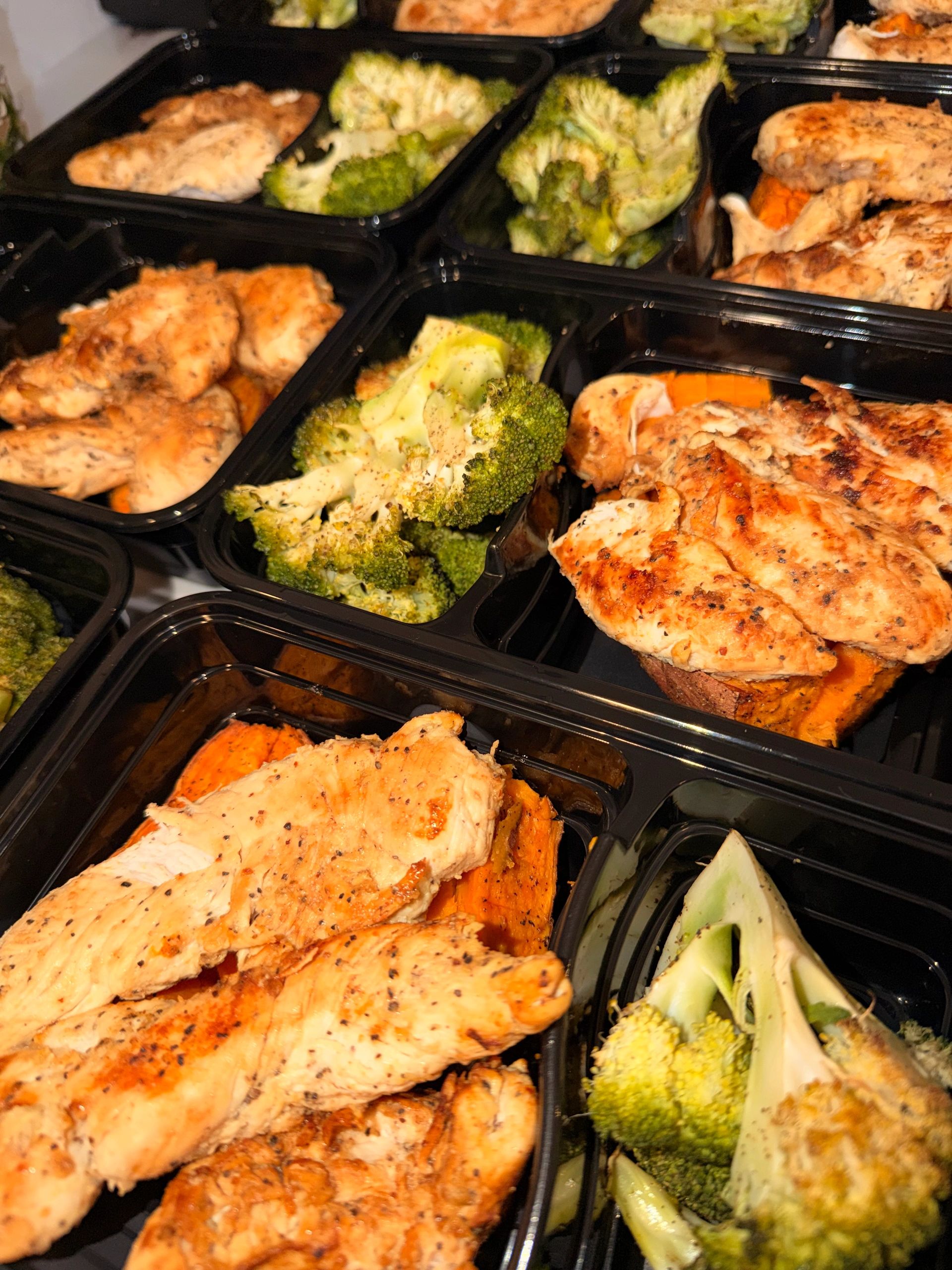 Meal prep containers with healthy food